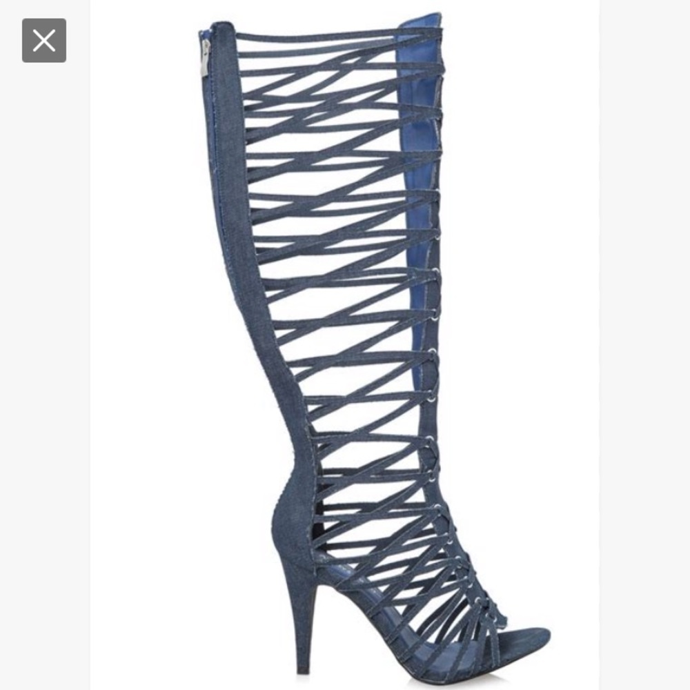 Denim Tall Gladiator Sandal Shoes